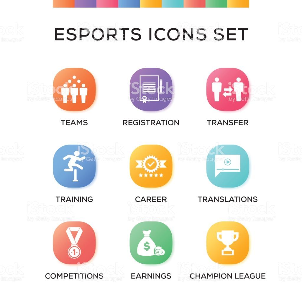 1024x1024 Esports Icons Set On Gradient Background Icons Gradient