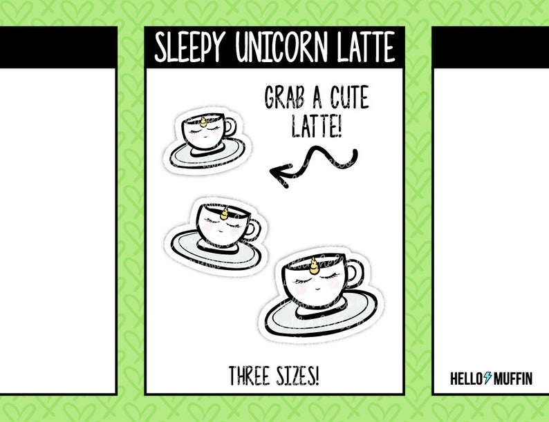 794x611 Sleepy Unicorn Espresso Doodle Icon Planner Stickers Etsy