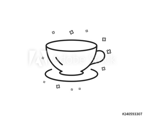 500x405 Tea Cup Line Icon Coffee Drink Sign Fresh Beverage Symbol
