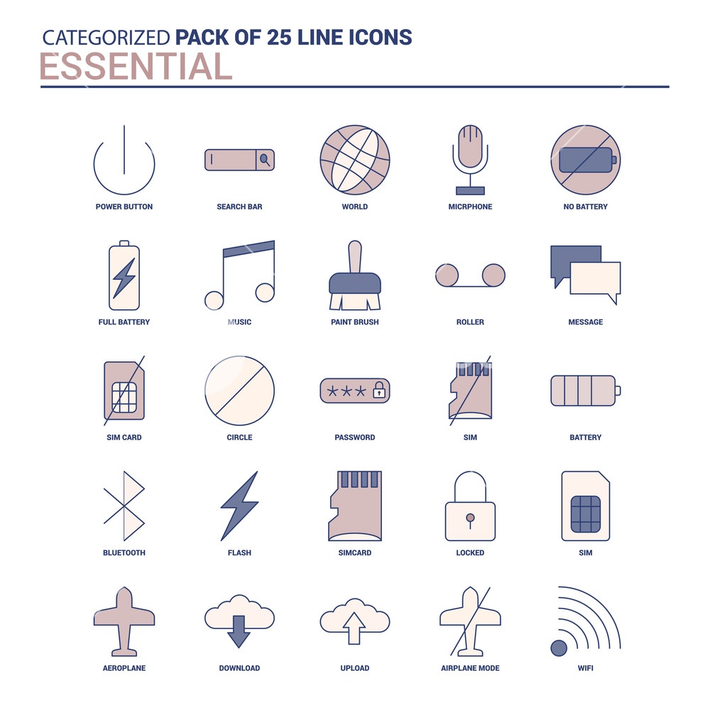 1000x1000 Vintage Essential Icon Set