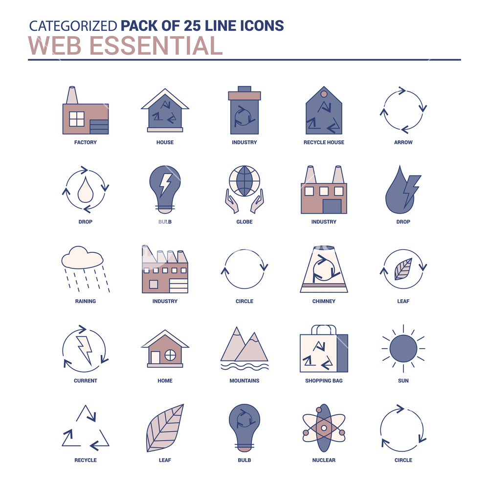 1000x1000 Vintage Web Essential Icon Set