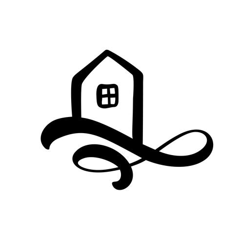 490x490 Simple Calligraphy House Real Vector Icon Estate Architecture