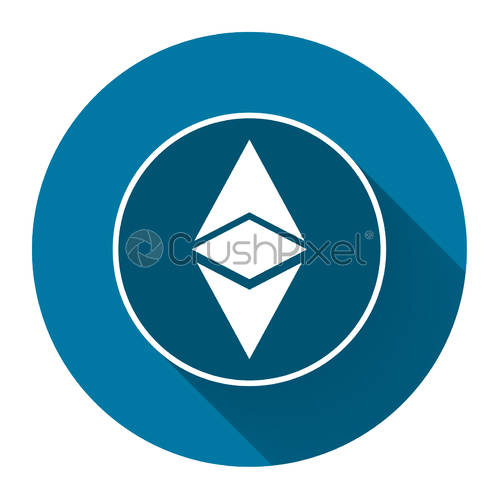 500x500 Ethereum Icon Simbol,coin Logo Of Digital With Long Shadow, Stock
