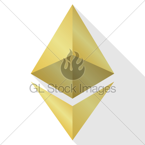 500x500 Gold Ethereum Icon Isolated On White Background With Shadow Gl