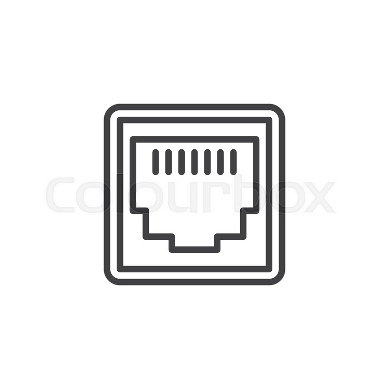 800x800 Lan Network Port Line Icon Linear Stock Vector Colourbox