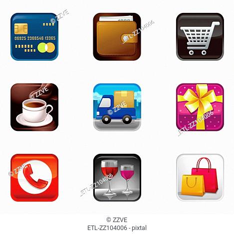 469x470 Shopping Icon Set, Stock Photo, Picture And Royalty Free Image