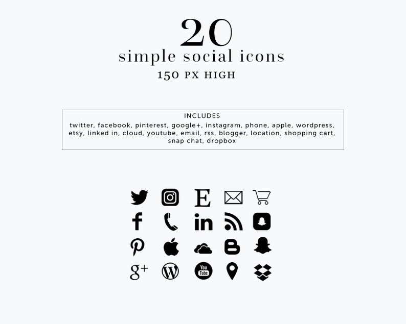 794x635 Instant Download Social Media Icons Black Simple Social Icons Etsy
