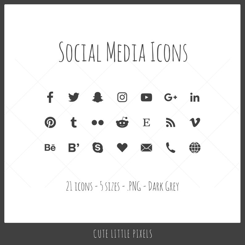 794x794 Social Media Icons Icons In Sizes Dark Gray Png Etsy