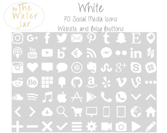 570x456 White Social Media Icons For Website And Blog Commercial Use Etsy