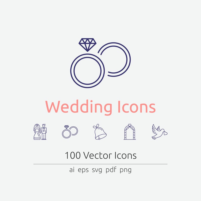 794x794 Wedding Icons In Vector And Png Etsy