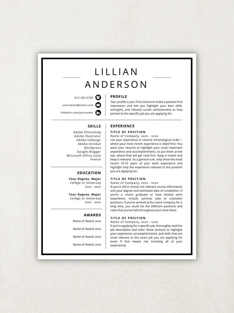 Resume Icons Design Template Word Etsy Il Curbshoppe 794x1059 Resume Icons Design Template Word Etsy Il Curbshoppe