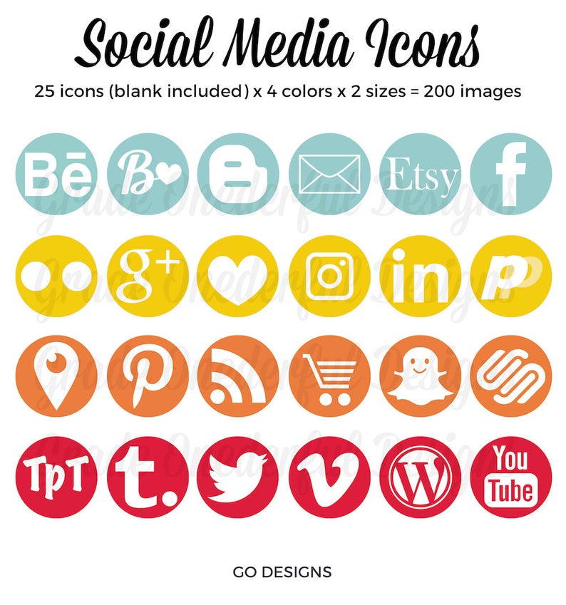 794x849 Round Social Media Icons Vector Flat Vector Social Icons Etsy