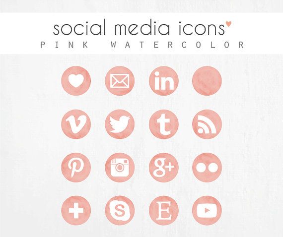 570x478 Social Media Icons Pink Watercolor