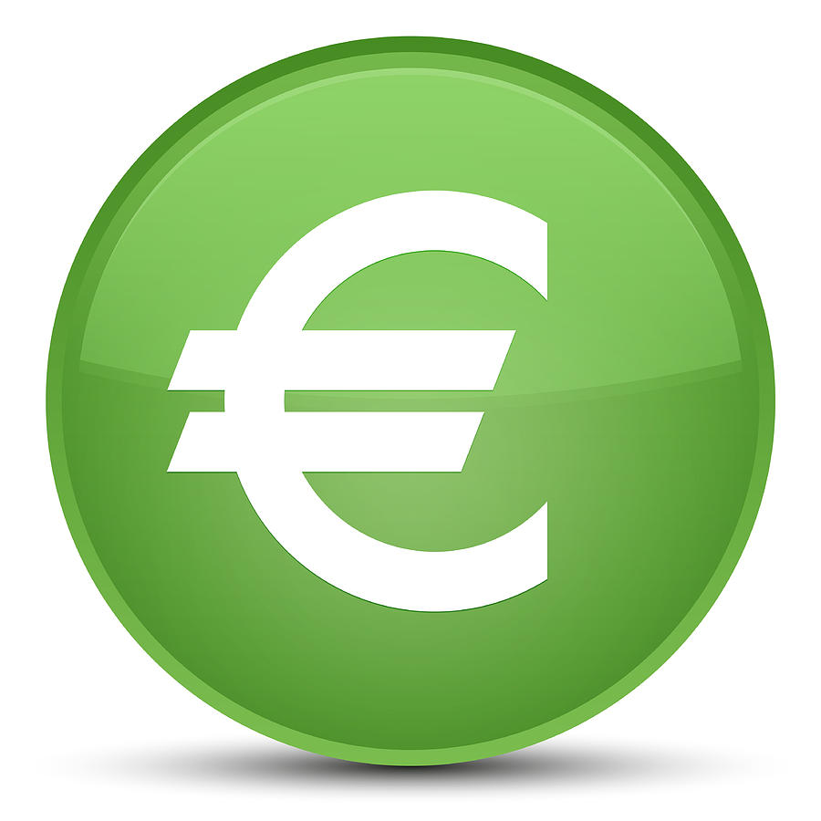 900x900 Euro Sign Icon Special Soft Green Round Button Drawing