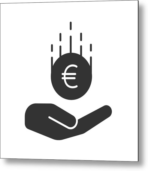 493x572 Open Hand With Euro Icon Metal Print