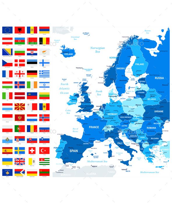 590x700 Map And Flags Of Europe Vector Illustrator Vector