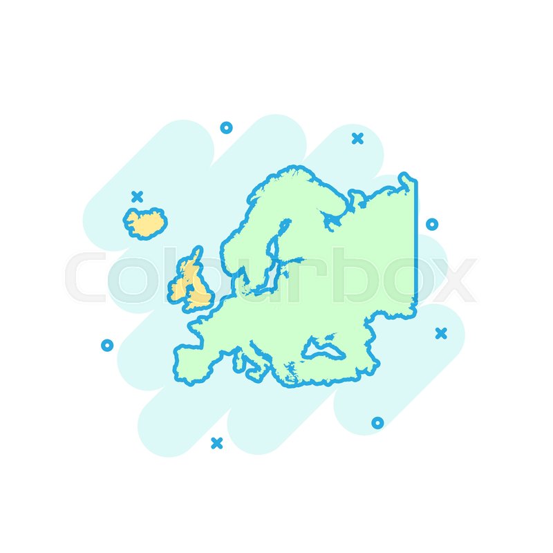 800x800 Cartoon Colored Europe Map Icon In Stock Vector Colourbox