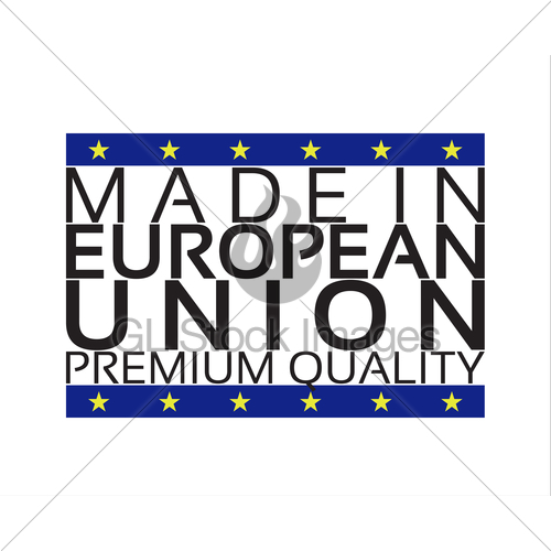 500x500 Made In European Union Icon, Premium Quality Sticker With Gl