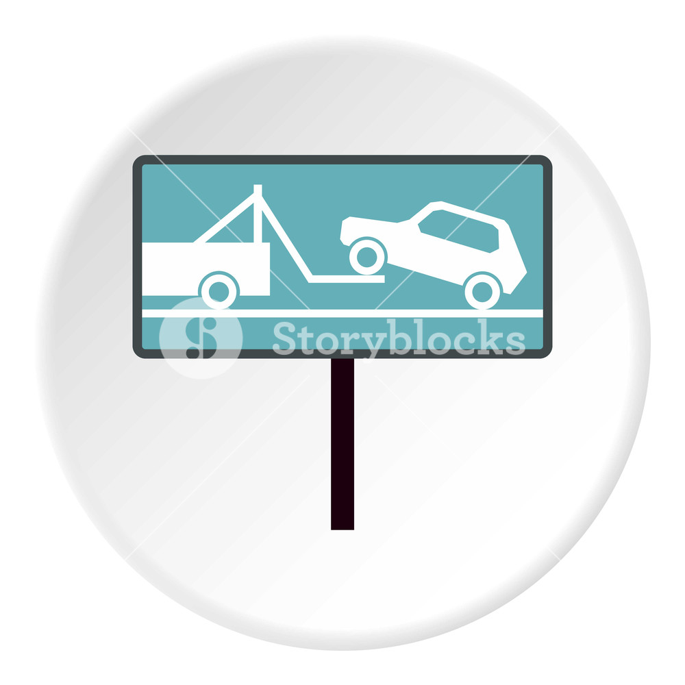 1000x1000 Sign Evacuation Of Cars To Impound Yard Icon Flat Illustration