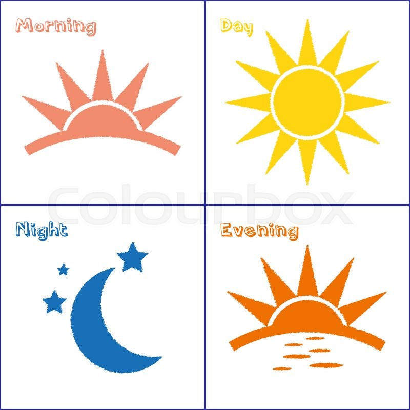 800x800 Sun And Moon Morning Day Evening Night Stock Vector Colourbox