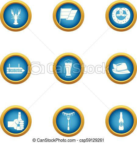 450x470 Beer Evening Icons Set, Flat Style Beer Evening Icons Set Flat