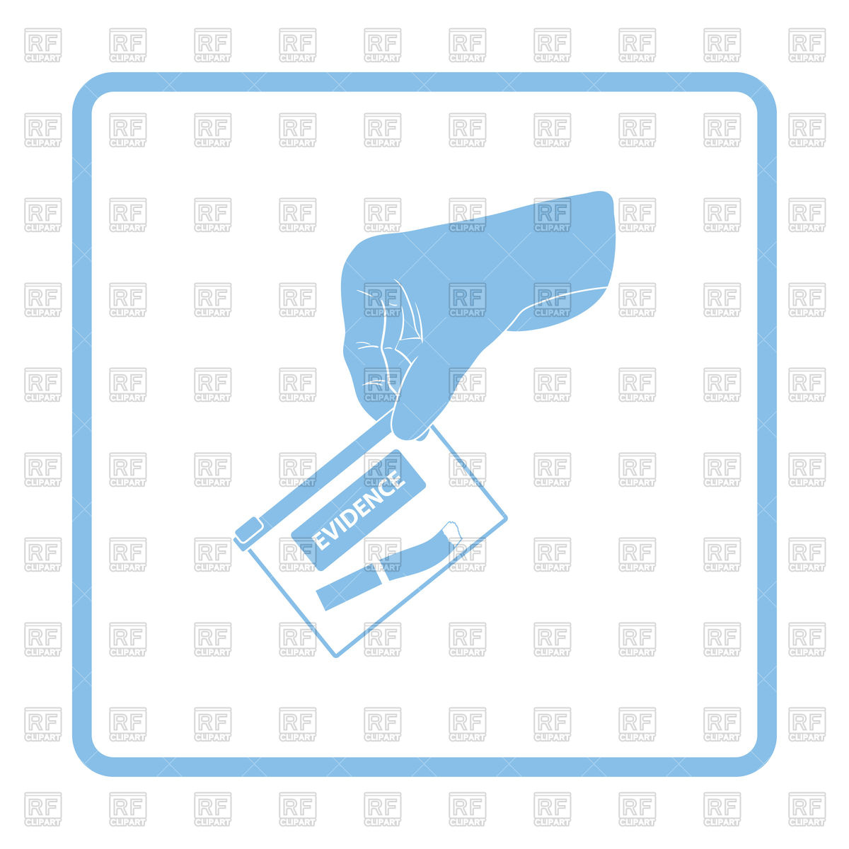 1200x1200 Blue Frame Design Of Hand Holding Evidence Pocket Icon Vector