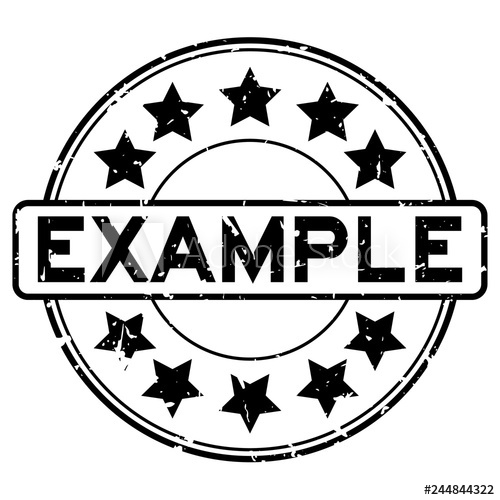 500x500 Grunge Black Example Word With Star Icon Round Rubber Seal Stamp