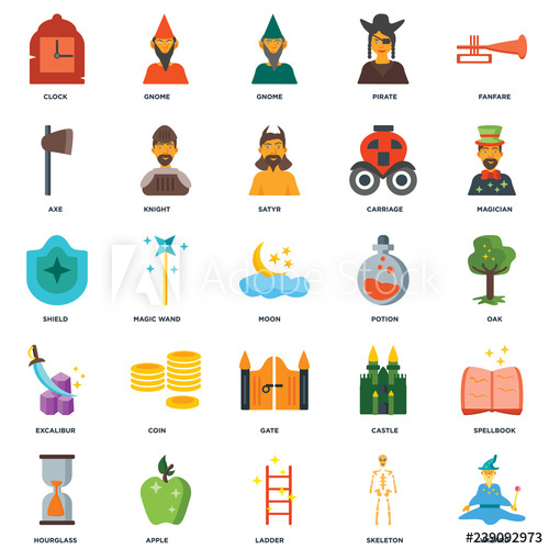 Set Of Icons Such As Wizard, Skeleton, Ladder, Apple, Hourglass 500x500 Set Of Icons Such As Wizard, Skeleton, Ladder, Apple, Hourglass