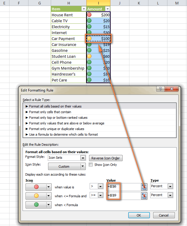 630x763 Excel Conditional Formatting Icon Sets, Data Bars And Color Scales