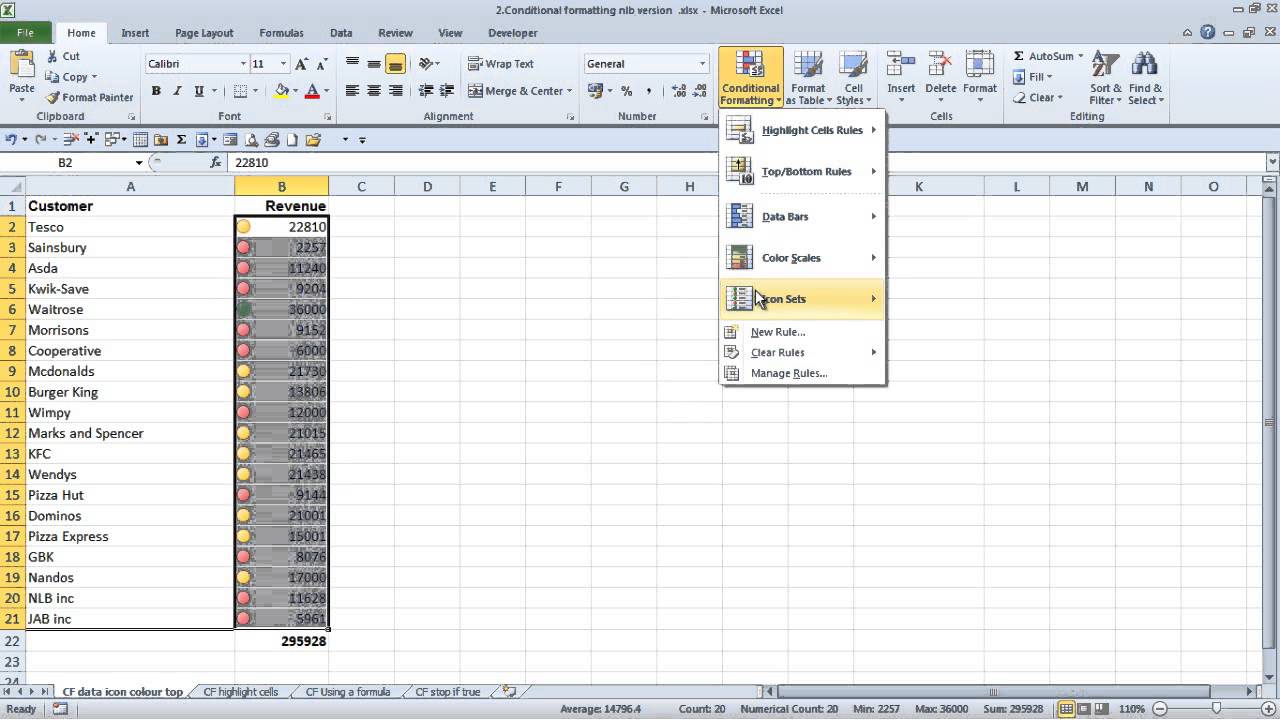 1280x720 How To Conditional Formatting, Icon Sets
