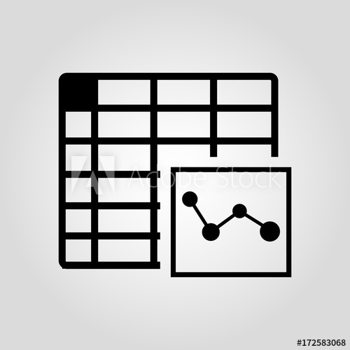 500x500 Line With Markers Chart And Graph Vector Icon And Excel Table Grid