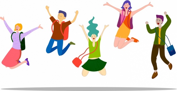 600x308 Student Icons Happy Excited Emotion Cartoon Characters Free Vector