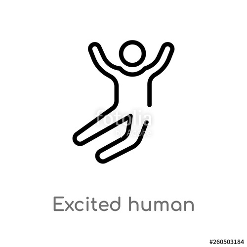 500x500 Outline Excited Human Vector Icon Isolated Black Simple Line