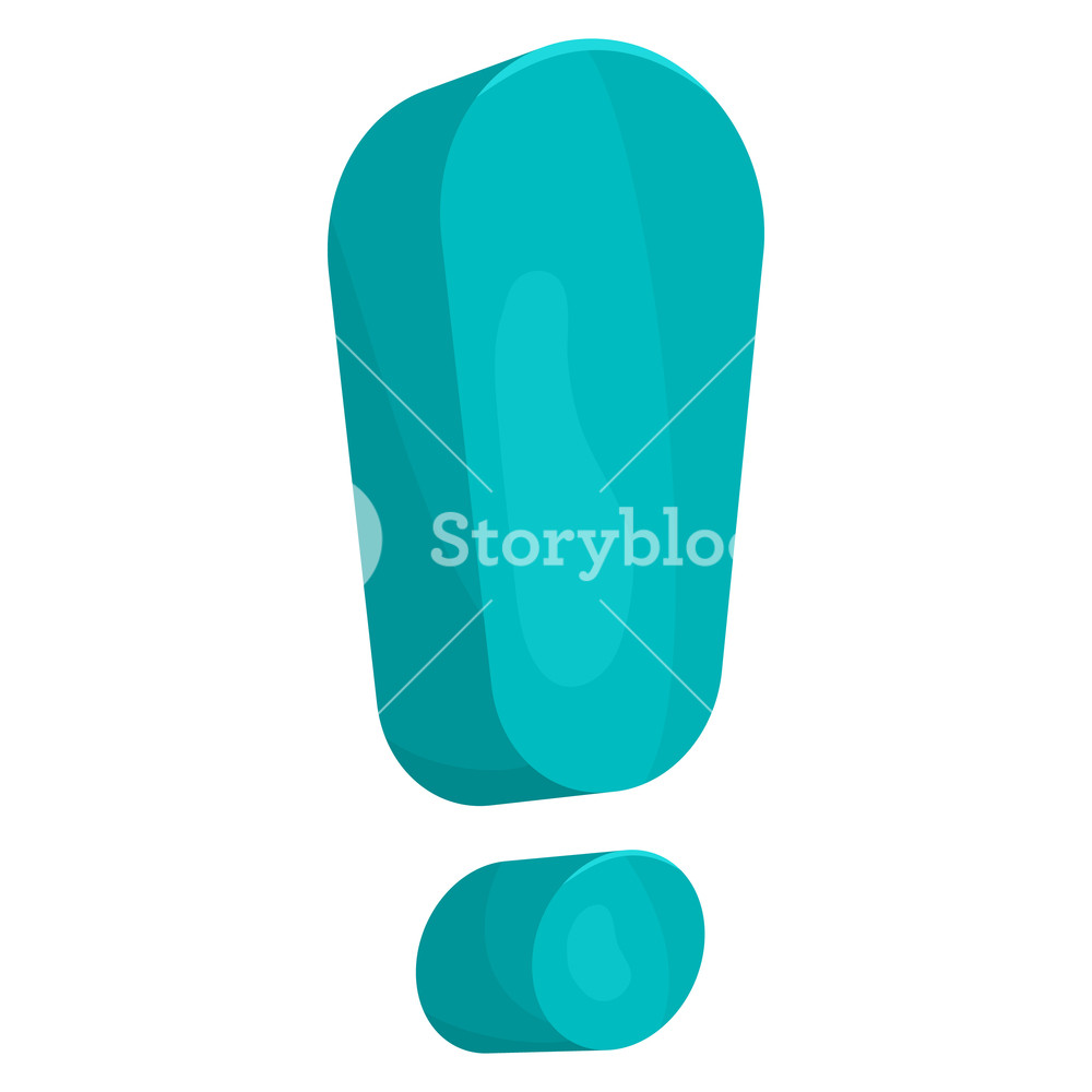 1000x1000 Blue Exclamation Mark Icon In Cartoon Style On A White Background