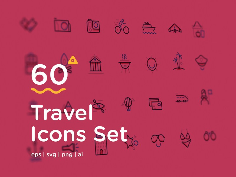 800x600 Free Vector Travel Icon Set