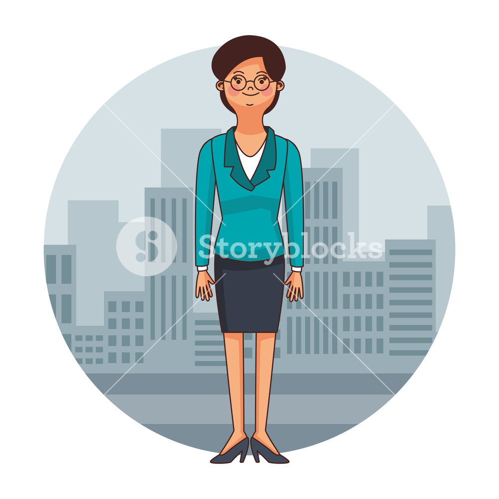 1000x1000 Executive Lawyer City Round Icon Cartoon Vector Illustration