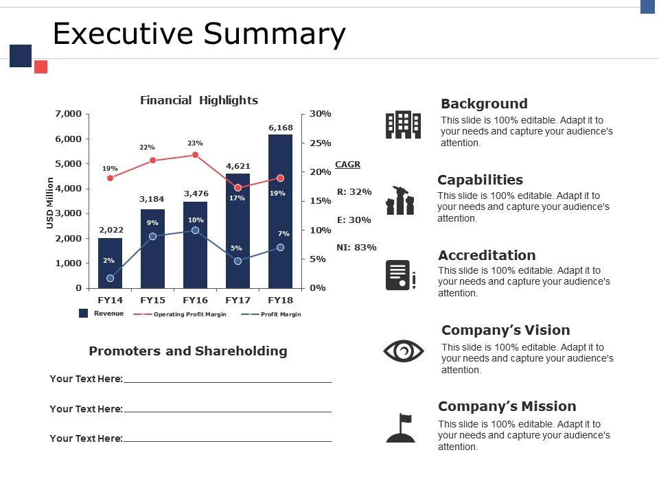 Executive summary в презентации примеры