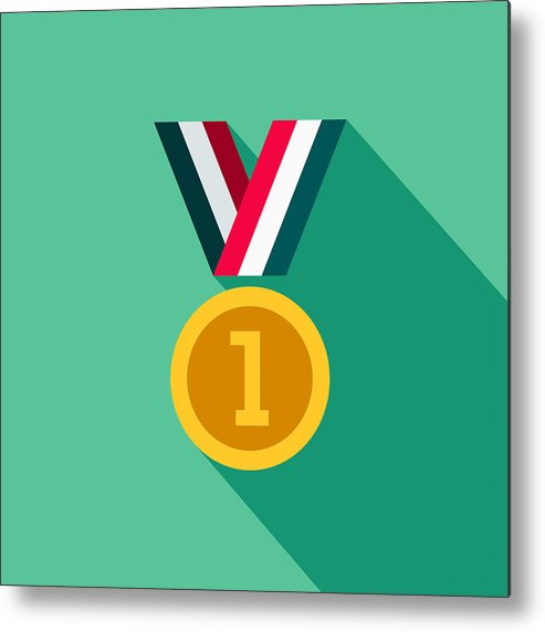 493x572 Medal Flat Design Fitness Exercise Icon Metal Print