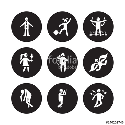 500x500 Vector Icon Set Fresh Human, Free Energized Excited Exhausted