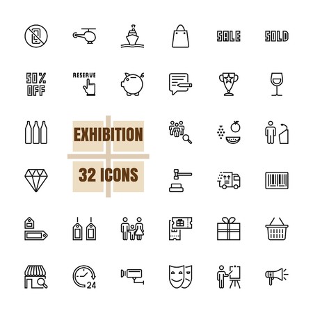 450x450 Exhibition Community Vector Illustration Thin Line Pixel Perfect