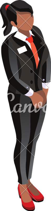 196x800 Exhibition Stand Woman Isometric People Vector Icon