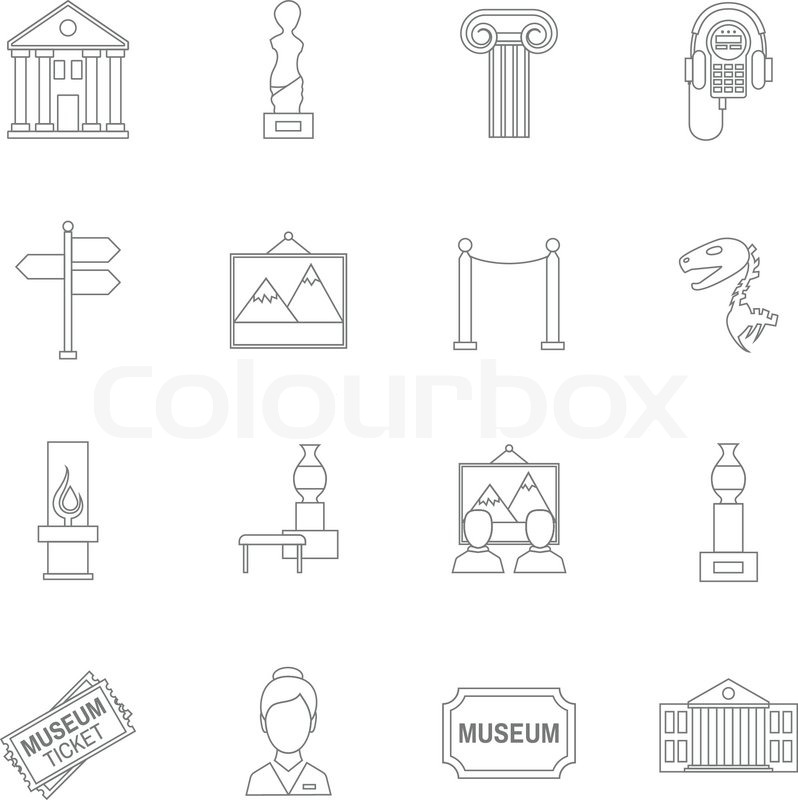 798x800 Museum Art Exhibition Icons Outline Stock Vector Colourbox
