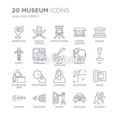 400x400 Collection Of Museum Linear Icons Such As Museum Map, Fencing