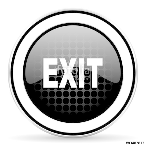 500x500 Exit Icon, Black Chrome Button Stock Photo And Royalty Free