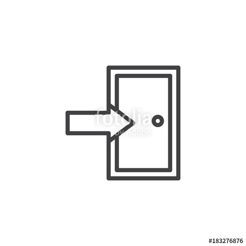 500x500 Exit Door Line Icon, Outline Vector Sign, Linear Style Pictogram
