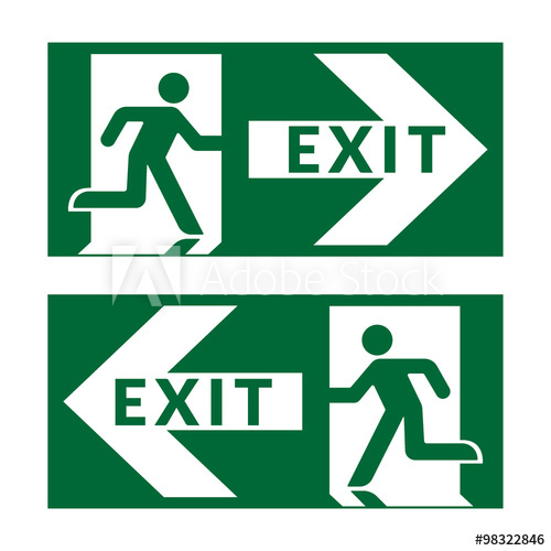 500x500 Exit Sign Emergency Fire Exit Door And Exit Door Green Icon