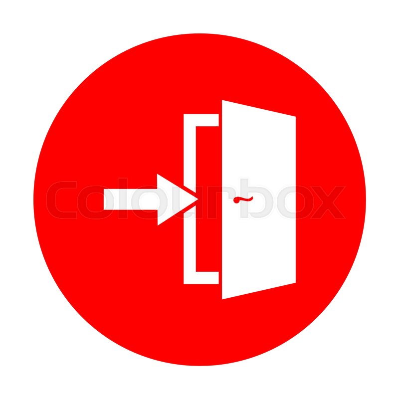 800x800 Door Exit Sign White Icon On Red Stock Vector Colourbox