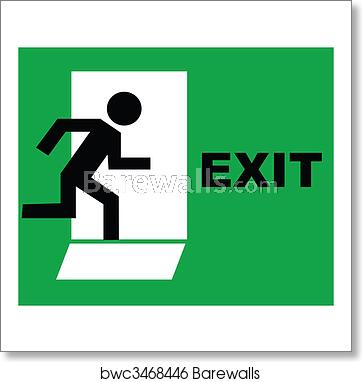 362x382 Exit Sign Icon, Art Print Barewalls Posters Prints