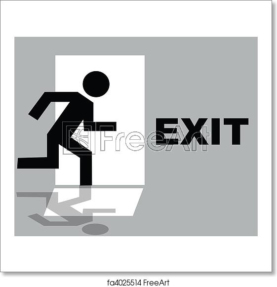 561x581 Free Art Print Of Grey Exit Sign Icon Freeart