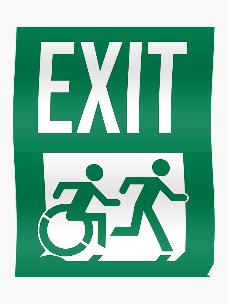 750x1000 Emergency Exit Sign, With The Accessible Means Of Egress Icon